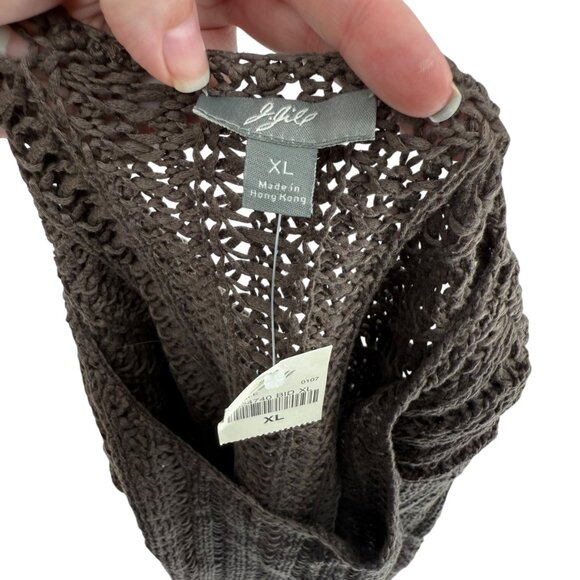VTG J.Jill Sz XL Loose Open Knit Long Sleeve Cotton Pullover Sweater Shale NWT - Picture 6 of 16